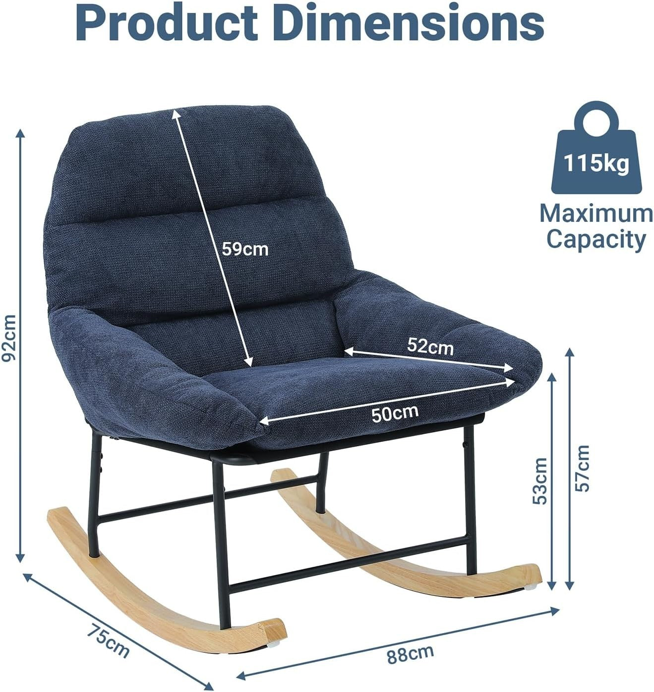 Cozy Lambswool Rocking Chair with High Backrest for Living Room