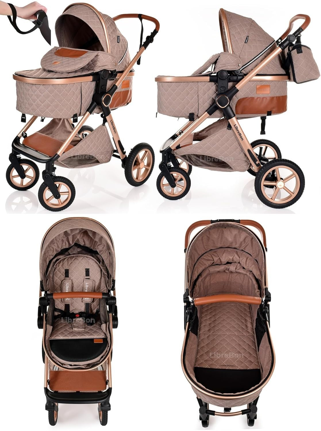 3 in 1 Baby Pram Pushchair Lightweight Folding Travel Stroller from Birth
