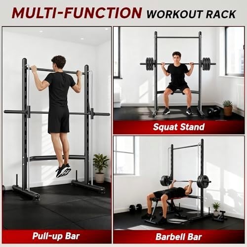 Smith Machine Squat Rack Pull Up Bar Adjustable Home Gym Stand