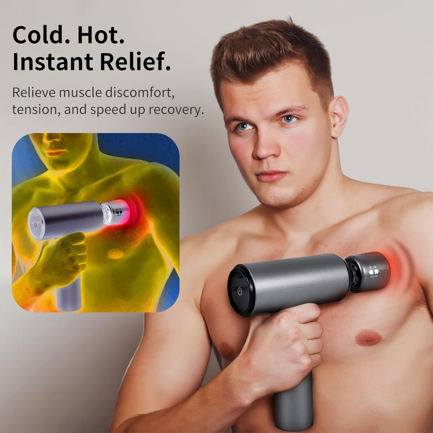 Hot & Cold Massage Gun Deep Tissue Percussion Muscle Relief 6 Speeds Case