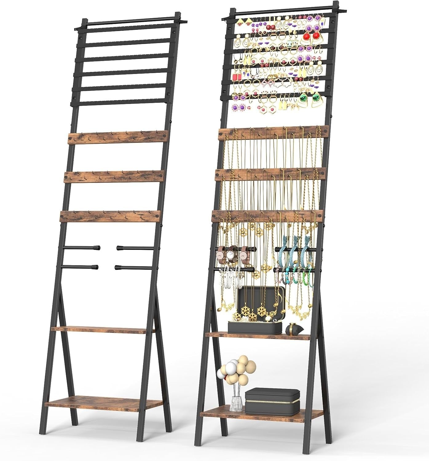 Brown Freestanding Jewellery Organizer Stand Large Necklace Earring Display