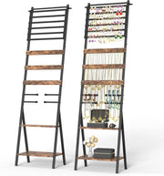Brown Freestanding Jewellery Organizer Stand Large Necklace Earring Display