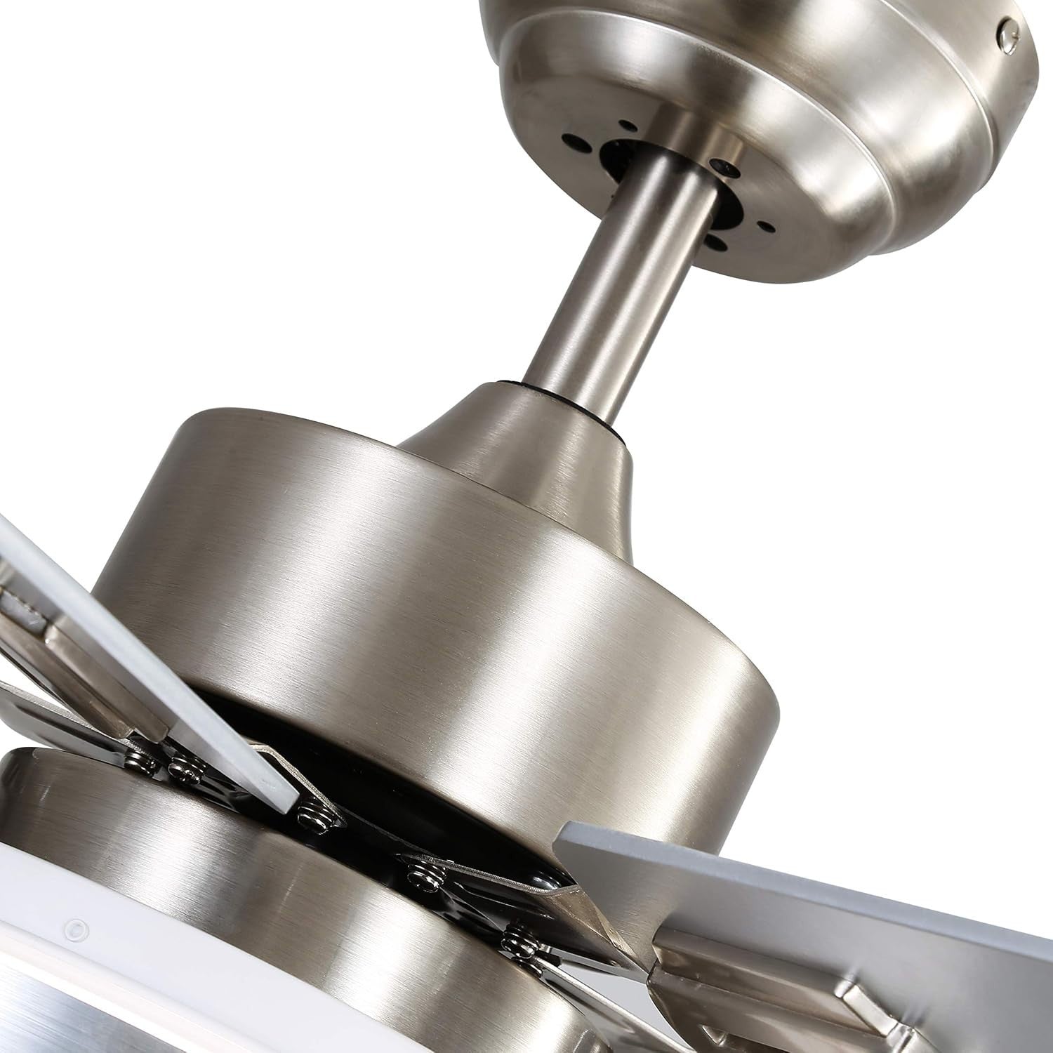 48" Ceiling Fan with LED Light, 4 Blades, Remote, Dimmable & Reversible, Nickel