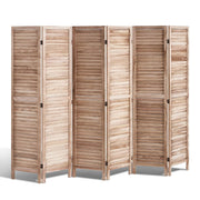 6 Panel Wooden Folding Room Divider Natural Privacy Screen 240x170cm