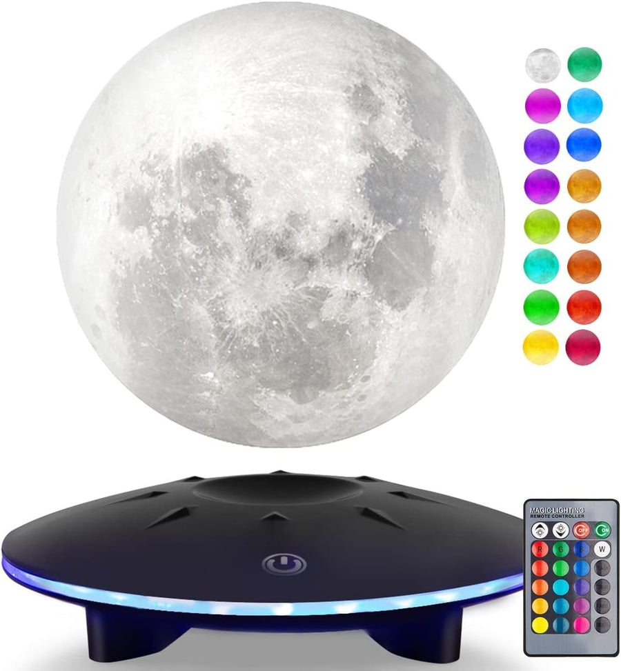 Levitating Moon Lamp 16 Colors, Magnetic Floating 3D Spinning LED Night Light