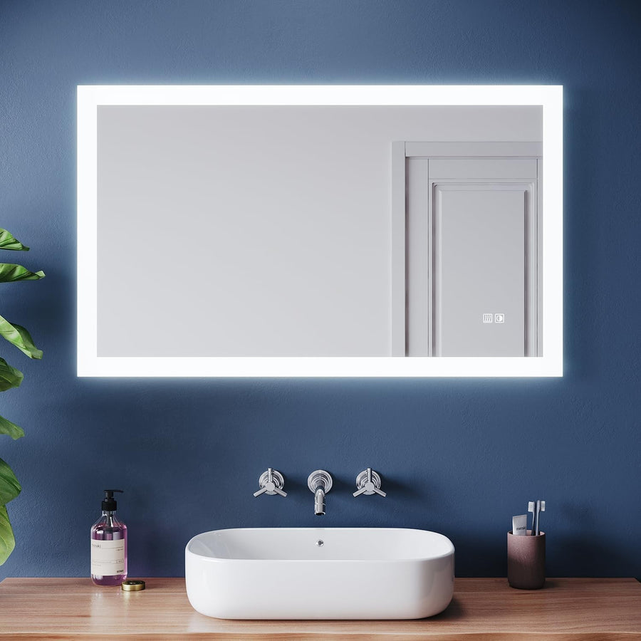 Illuminated LED Bathroom Mirror 3-Color Dimmable Anti-Fog 100x60cm