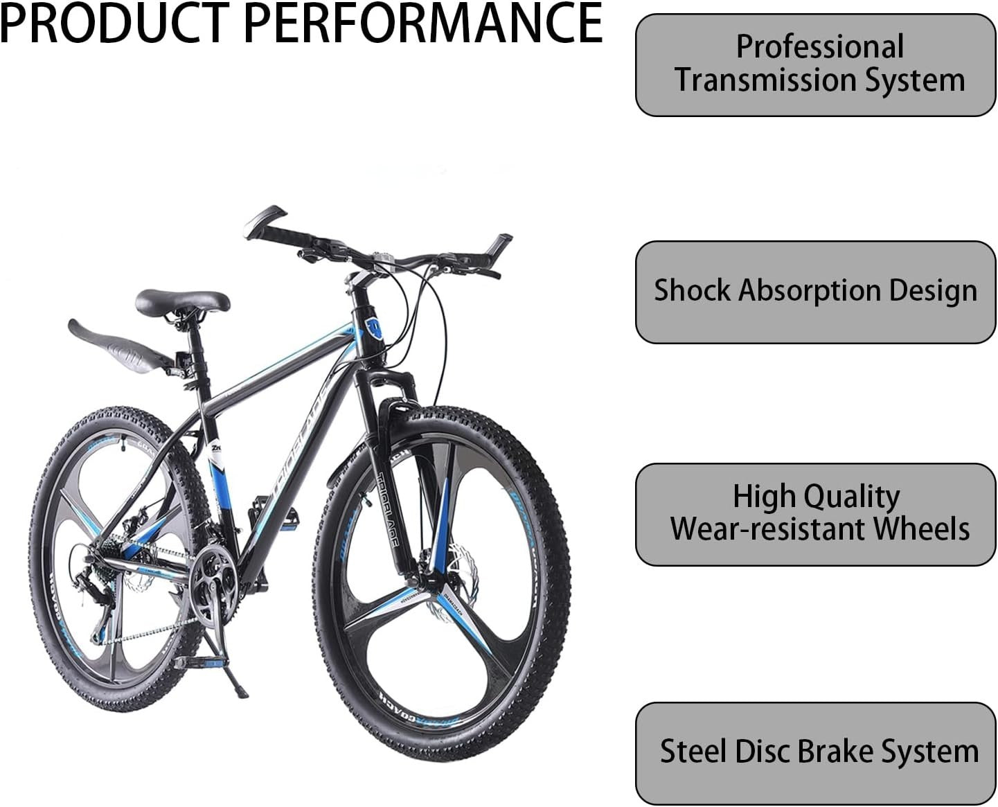 27.5" Mountain Bike 21-Speed Disc Brake Lightweight Adult Off-Road Bicycle