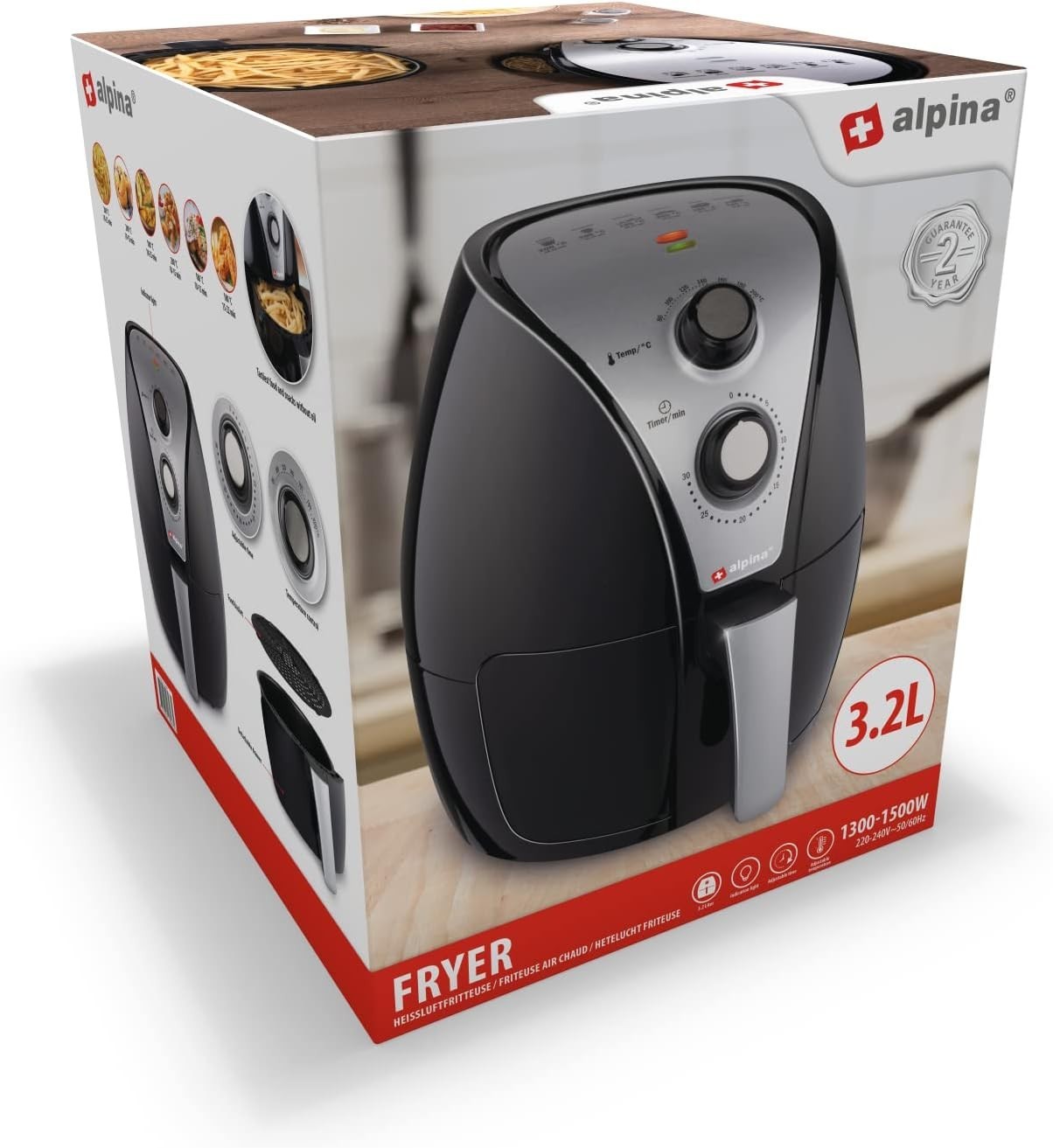XL Air Fryer 3.2L Oil Free 1500W Adjustable Temp 80–200°C
