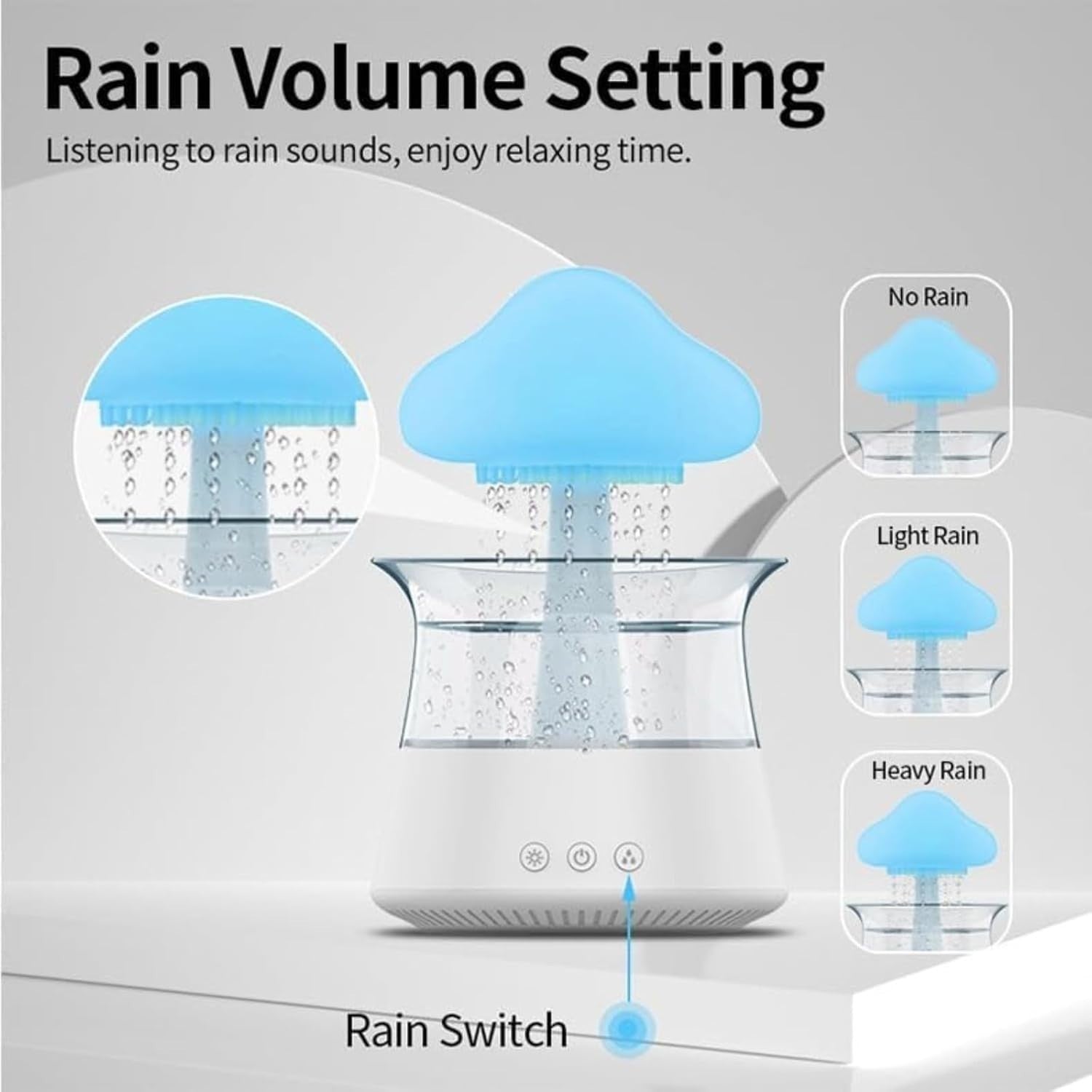 Rain Sound Humidifier for Sleep with Adjustable Volume & 5-Hour Timer