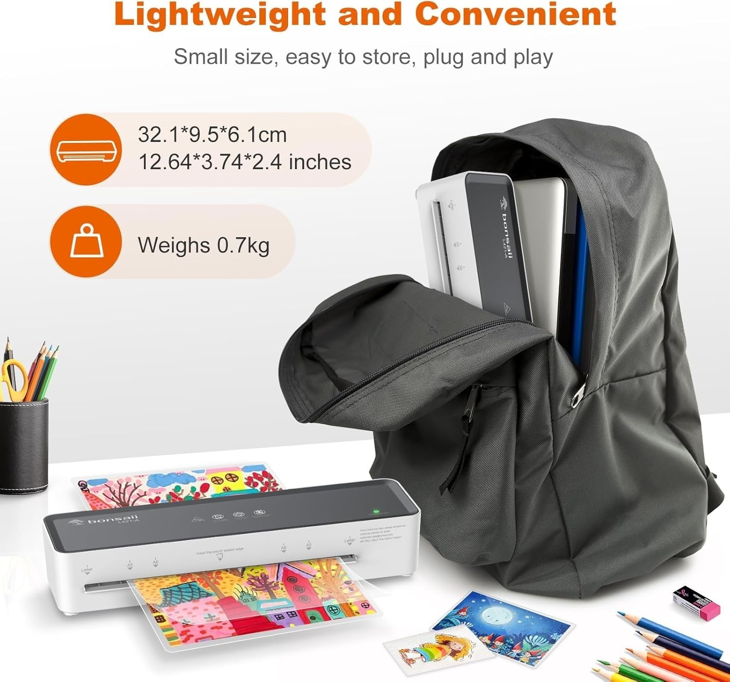 A4 Laminator Machine Compact Quiet Fast Jam Release + 5 Pouches