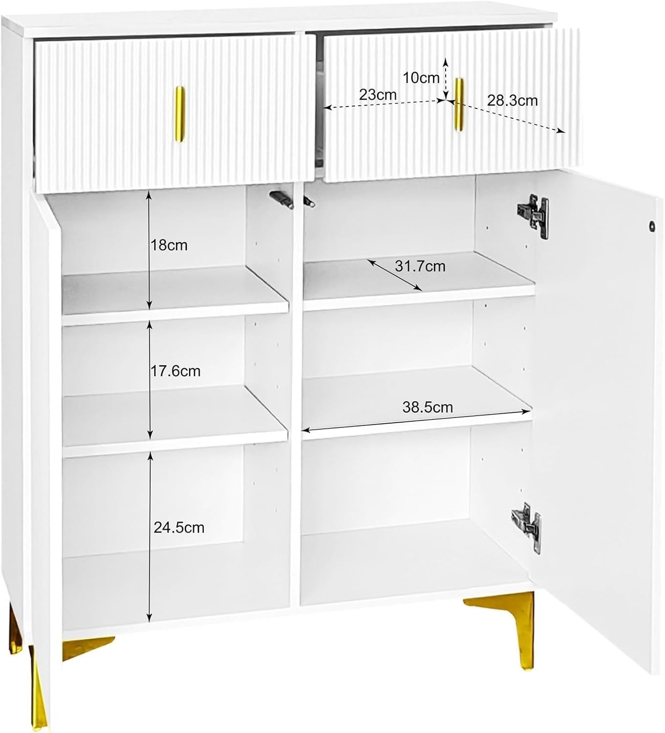 Modern Hallway Coat Rack with Shoe Storage Bench & Drawers – White 180cm