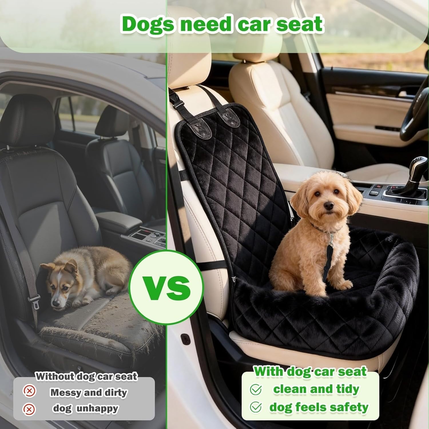 Waterproof Dog Car Booster Seat Pet Travel Bed Safety Leash Non Slip