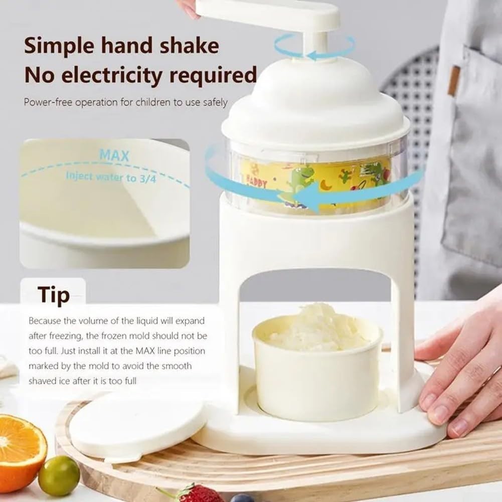 Manual Ice Crusher Snow Cone Slush Maker Hand Crank Shaved Ice Machine
