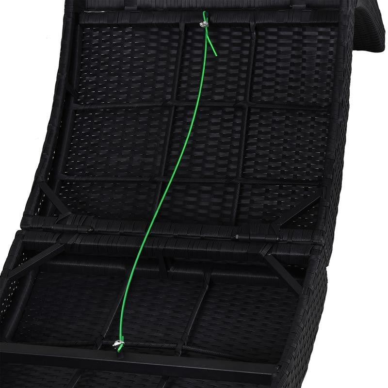 2-in-1 Rattan Sun Lounger Recliner Bed Chair Folding Cushioned Patio