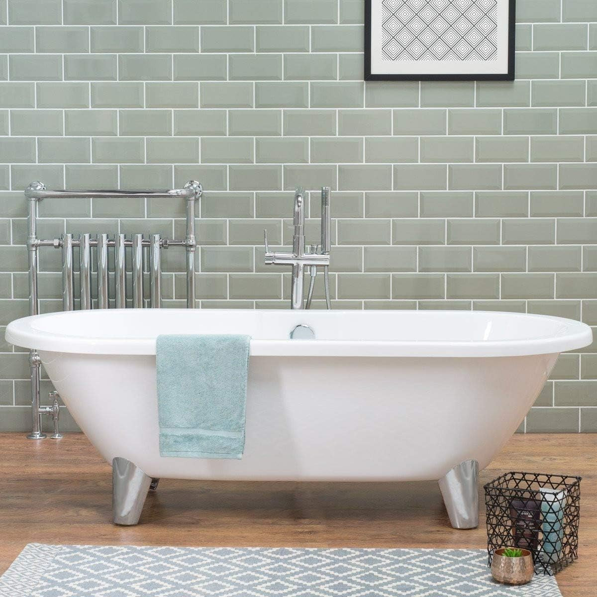 1760x790mm Double Ended Freestanding Bath White Acrylic Modern Oval Tub
