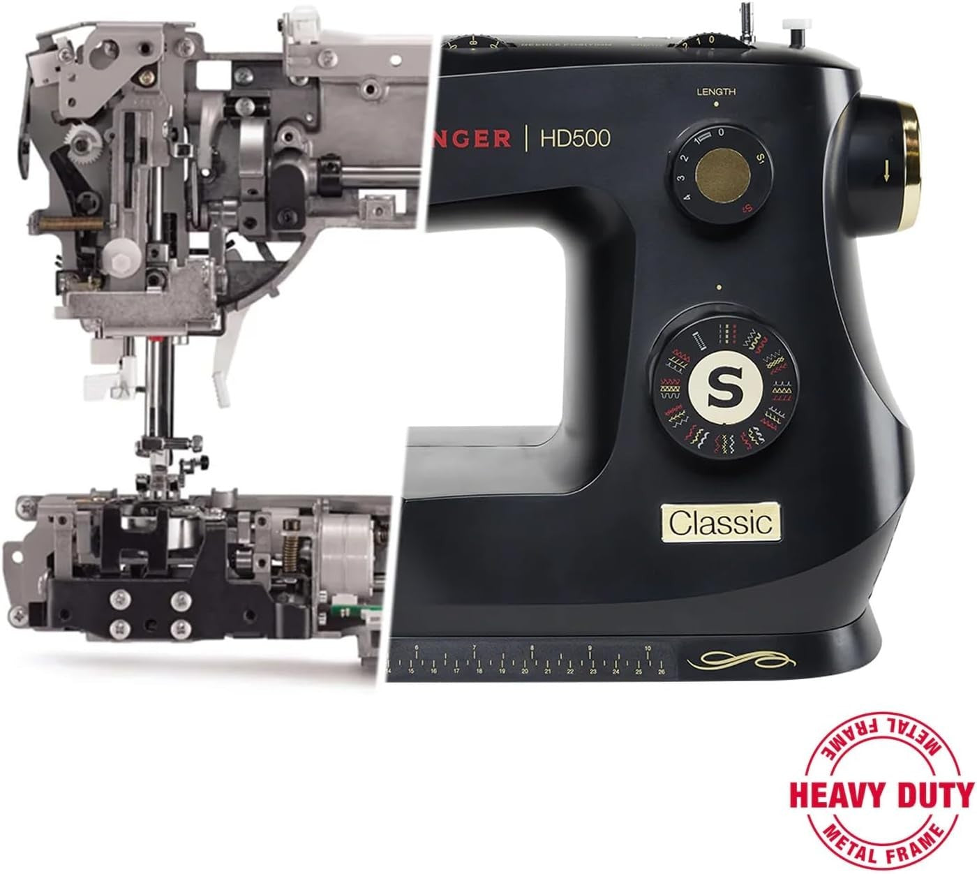 Heavy Duty Sewing Machine 23 Stitches Hard Case Metal Frame Black