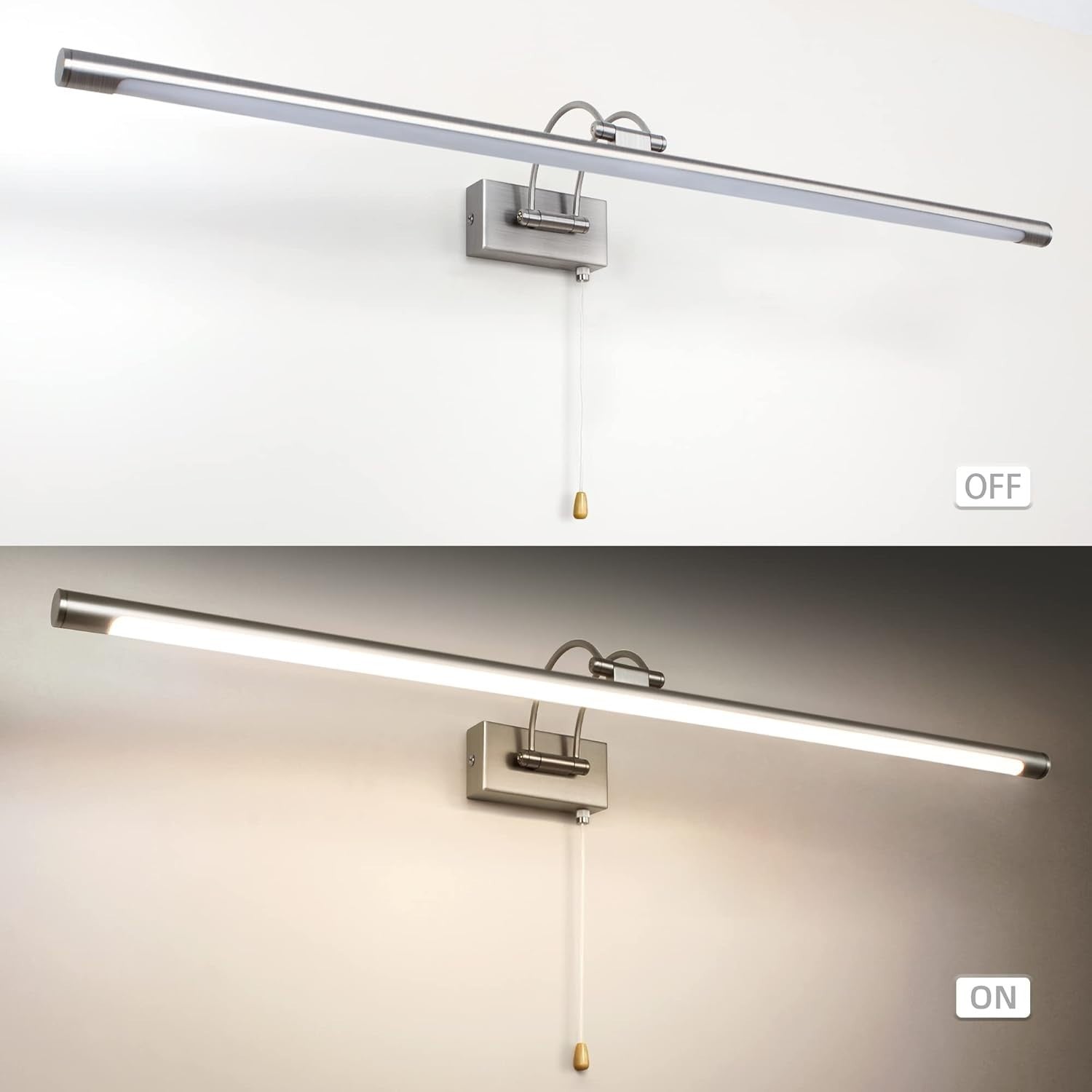 Adjustable LED Bathroom Vanity Wall Light 16W 90cm Nickel Sconce