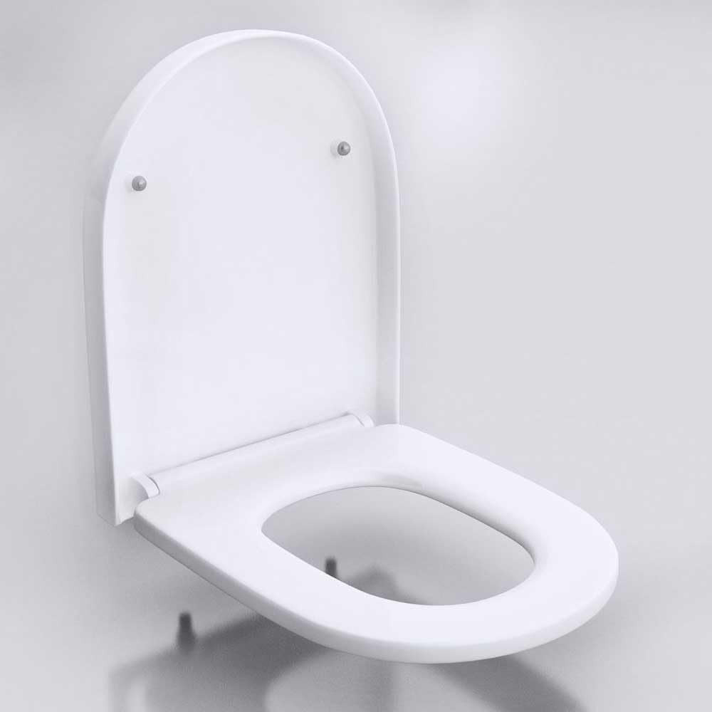 D-Shaped Toilet Seat Full Coverage Quick Release White Gloss 350x460mm