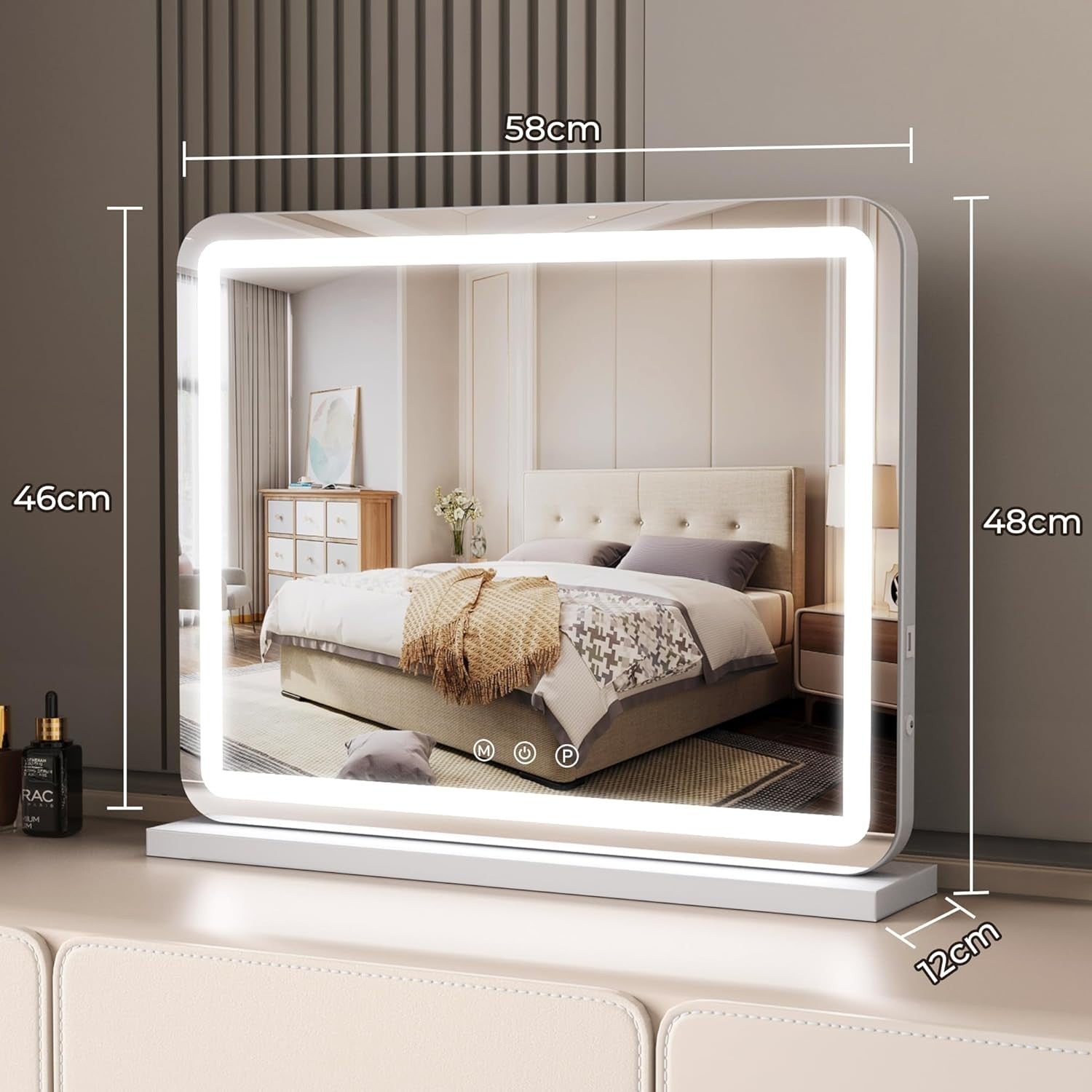 LED Vanity Mirror with Lights 58cm | USB Charging & 3 Color Modes