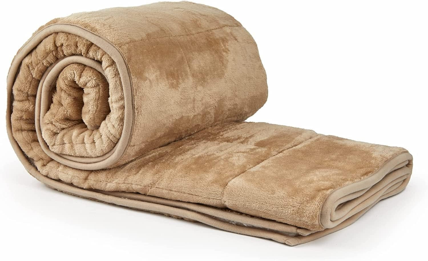 6.88kg Weighted Sherpa Blanket Taupe 60x80" (150x203cm) Soft and Cozy
