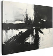 Black White Abstract Canvas Wall Art Modern Minimalist 70x50cm Home Decor