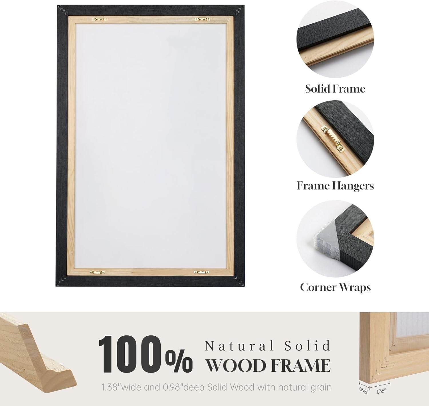 Set of 2 Neutral Abstract Canvas Wall Art 16x24in Framed
