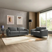 Dark Grey Boucle 2 Seater Sofa Curved Arm Metal Leg Compact Modern Couch