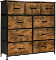 9 Drawer Fabric Dresser Chest with Metal Frame Large Bedroom Storage Unit