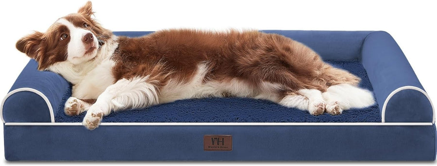 Large Orthopedic Dog Bed 91x68cm U-Shape Navy