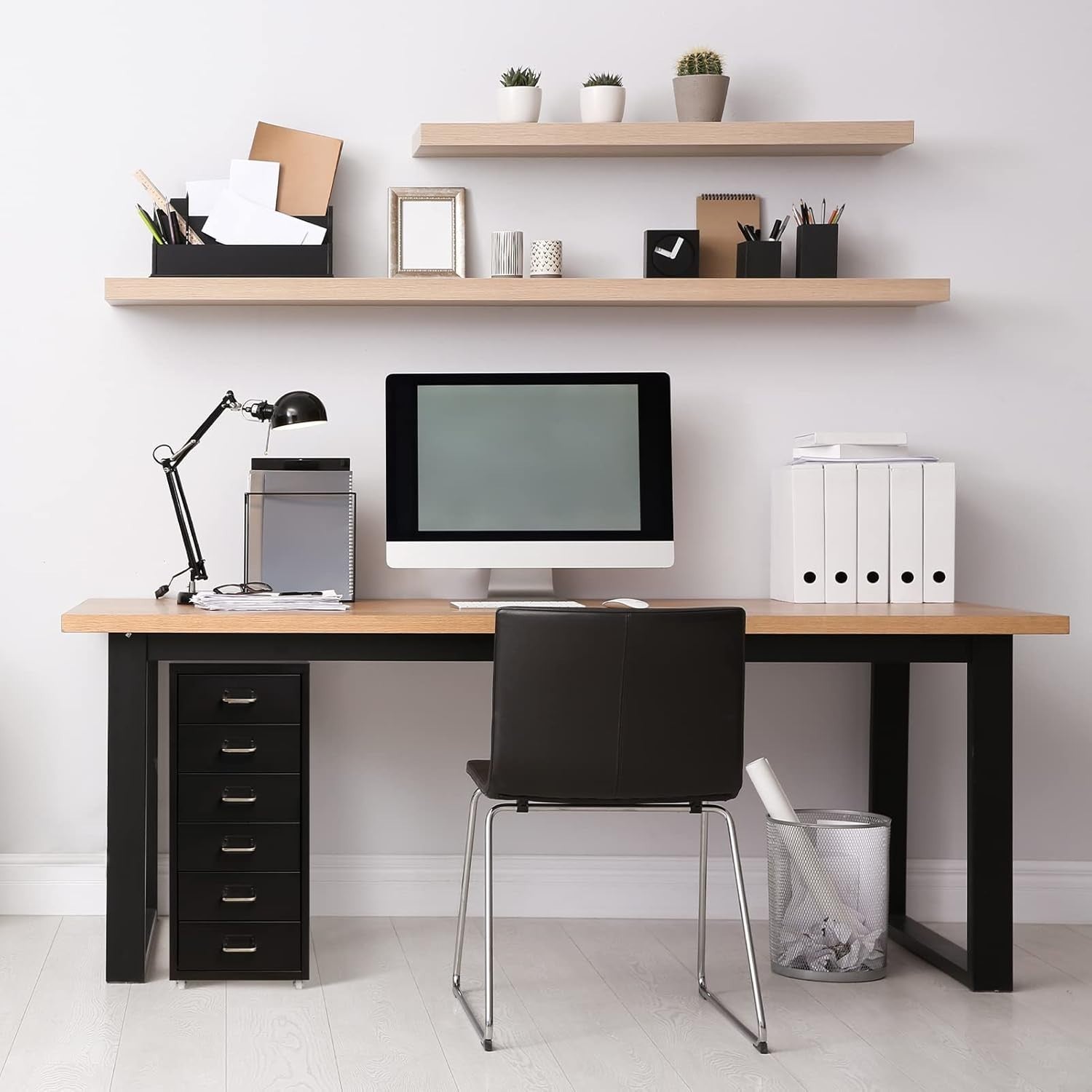 Black Metal Rolling Drawer Cabinet 6 Tier Mobile File Storage Unit