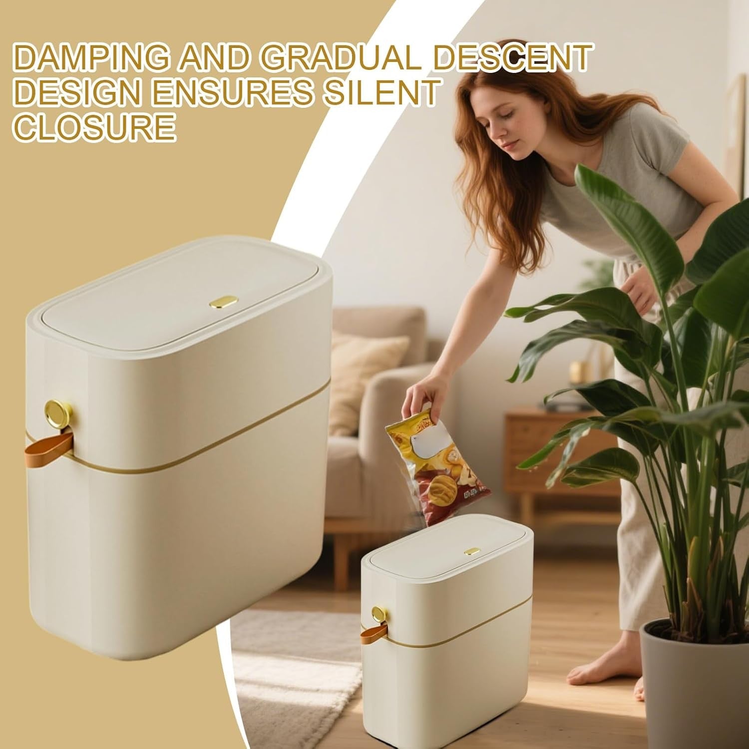 Touchless 8L Slim Bathroom Trash Can Auto Drawstring Odor Seal