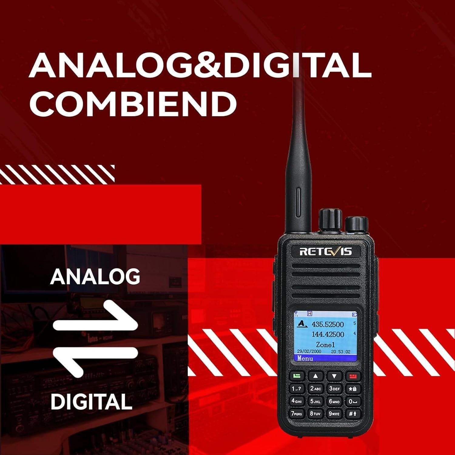 DMR Digital Walkie Talkie Dual Band 3000 Channel Recording Radio