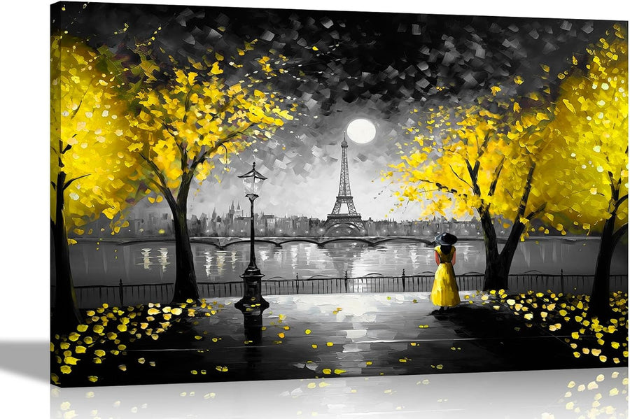 Moonlight Eiffel Tower Canvas Wall Art 40x30 cm Modern Paris Decor