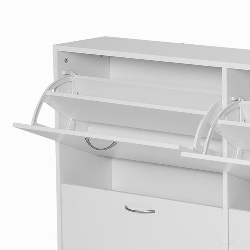 Modern 4 Drawer White Shoe Cabinet Storage Unit for Hallway & Entryway