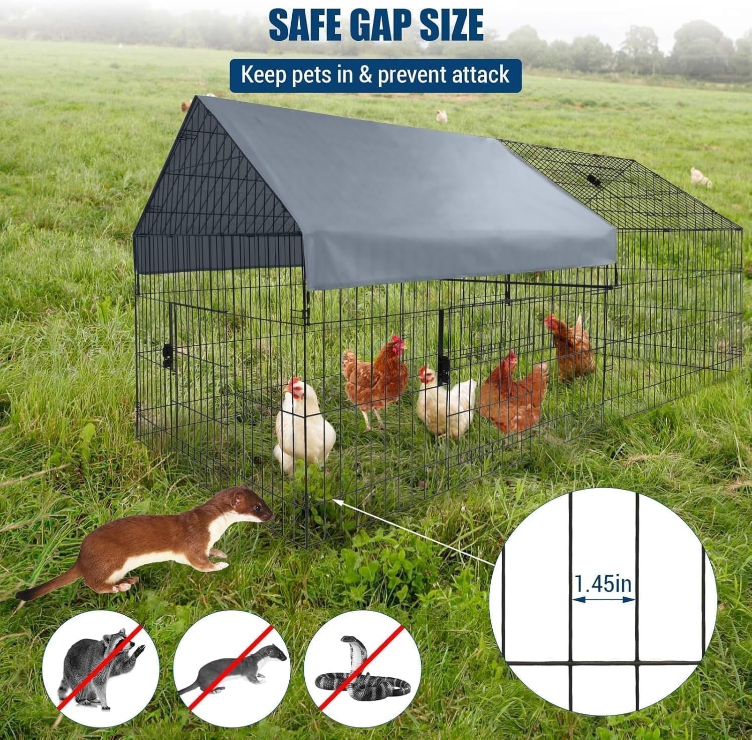 2.2x1m Walk In Metal Chicken Coop Run w UV Cover