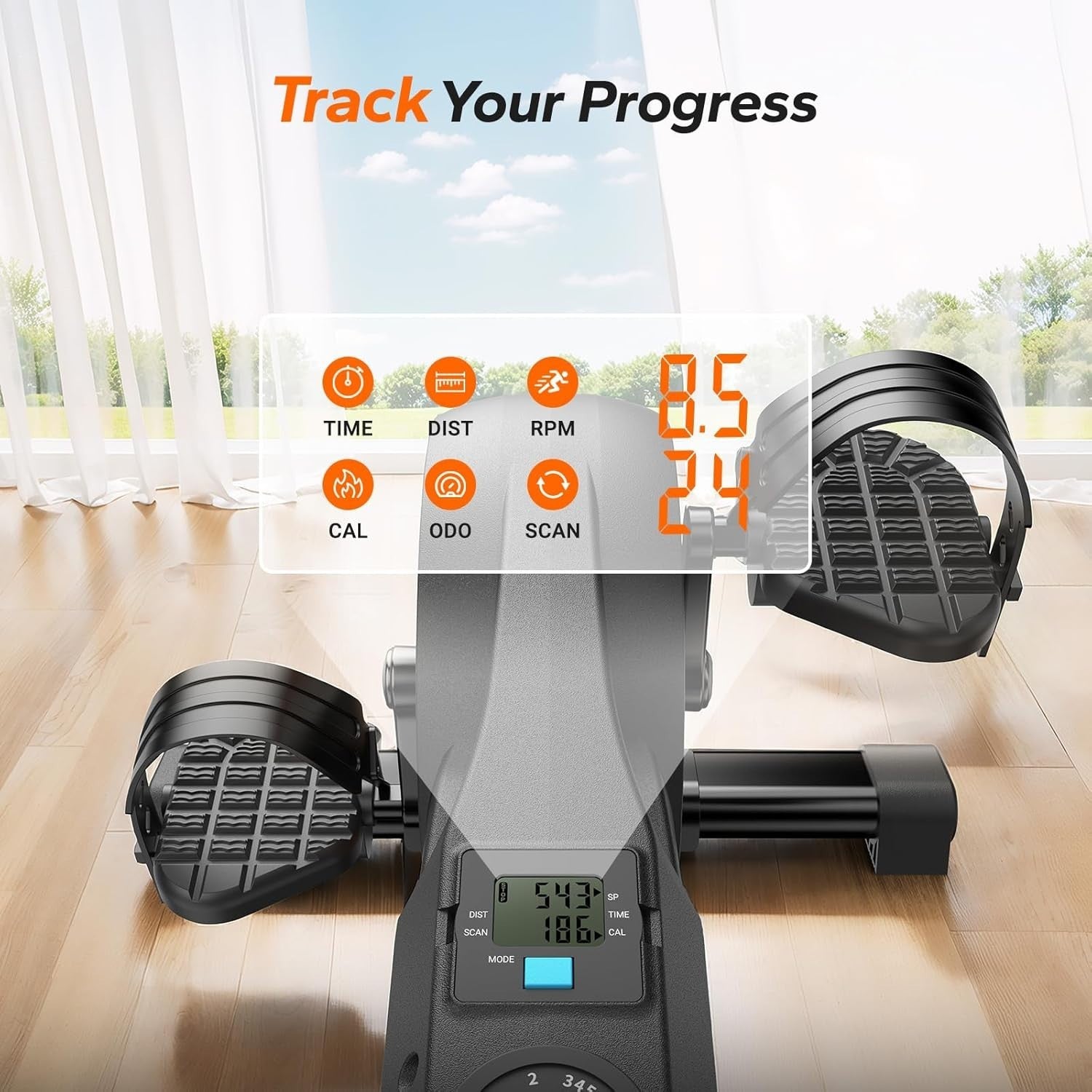 Under Desk Exercise Bike 8 Level Magnetic Pedal Exerciser LCD Quiet
