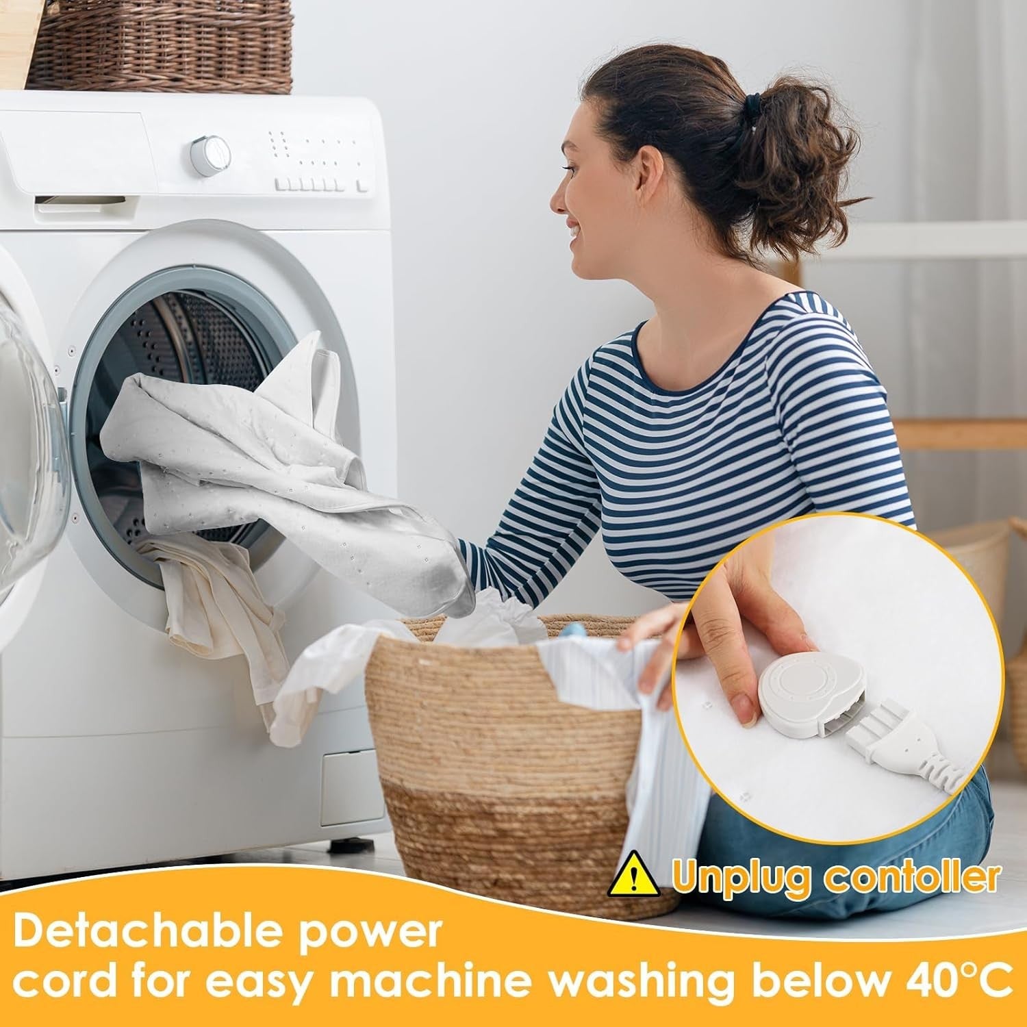 Electric Heated Underblanket  190x140cm Dual Control 6 Heat White