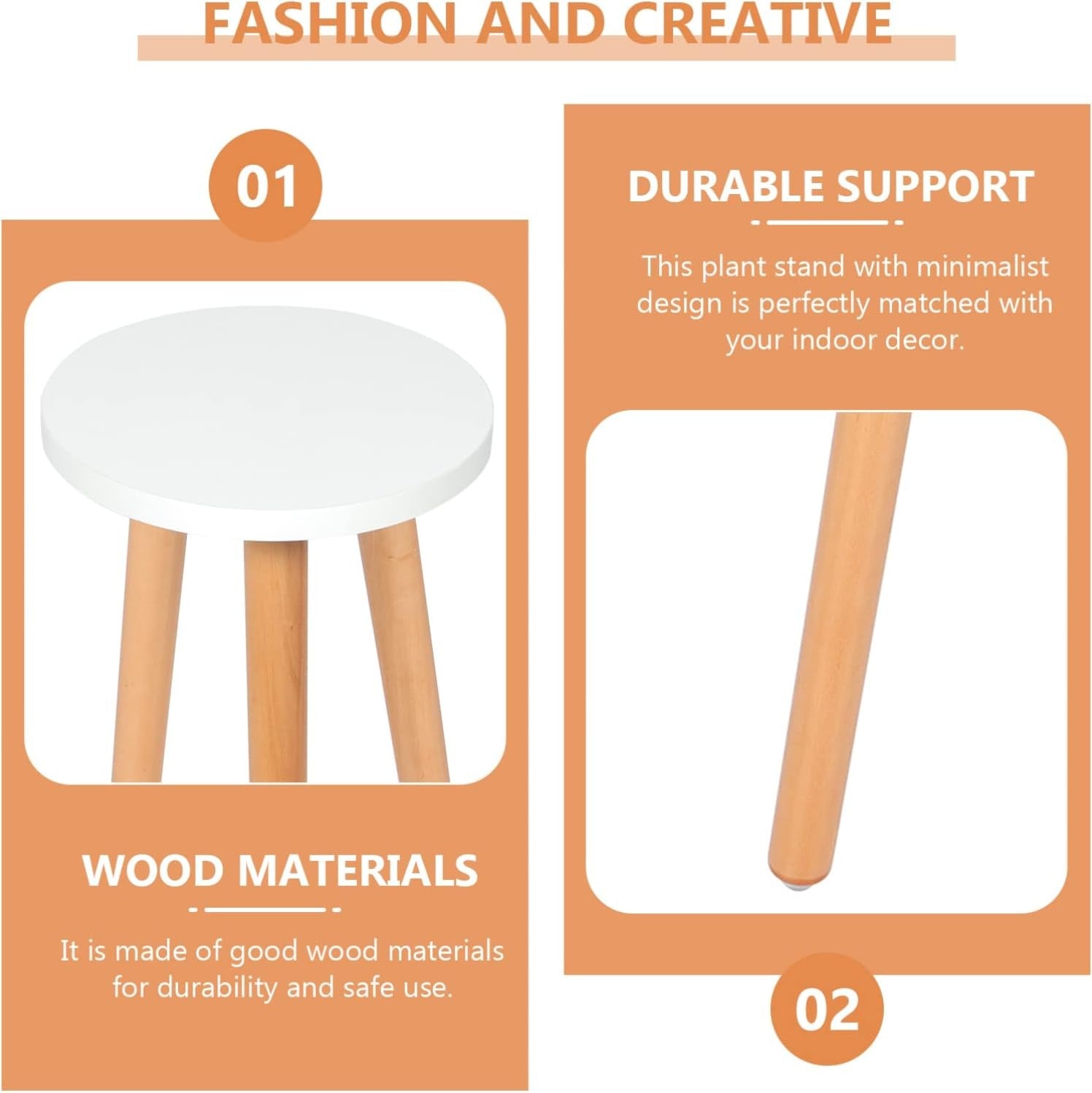 Wooden Plant Stand Indoor Round Side Table Flower Pot Holder Modern 52x20cm