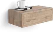 Floating Oak Wall Bedside Table with Drawer – Modern Space Saving Nightstand