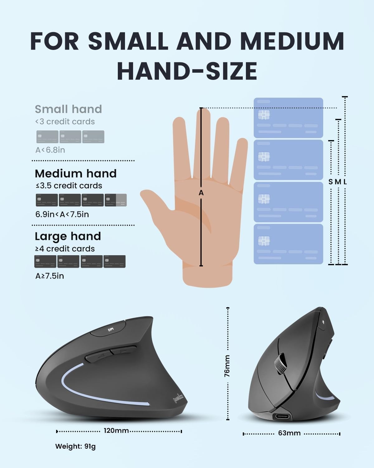 Rechargeable Vertical Ergonomic Mouse Multi Device 3200 DPI