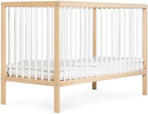 Space Saving Wooden Baby Cot Bed Adjustable Height Toddler Bed White Beech