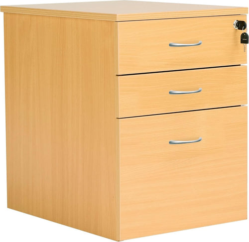 Oak Mobile Filing Cabinet 3 Drawer Lockable Under Desk A4