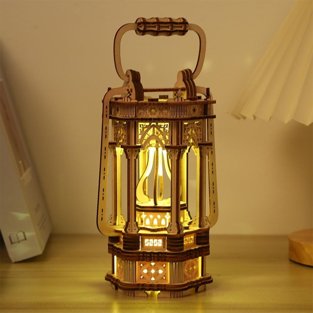 3D Wooden Lantern Puzzle Model DIY Kit – No Glue, Skill-Building Craft
