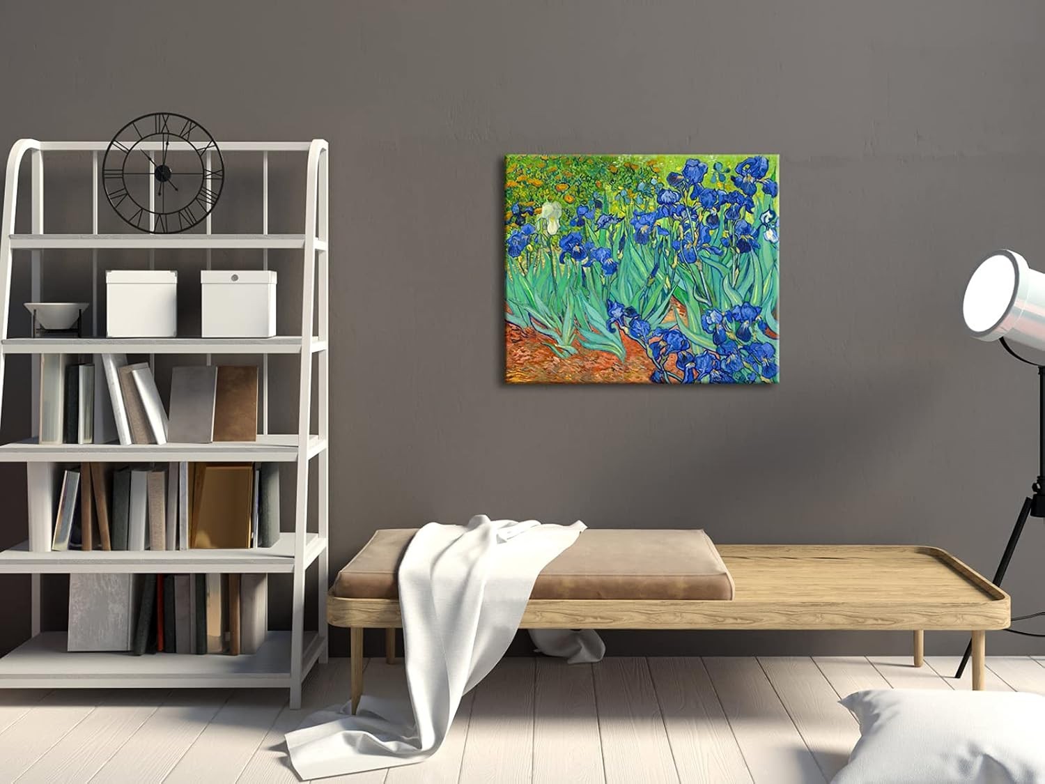 Large Irises Canvas Wall Art Blue Floral Giclee Print