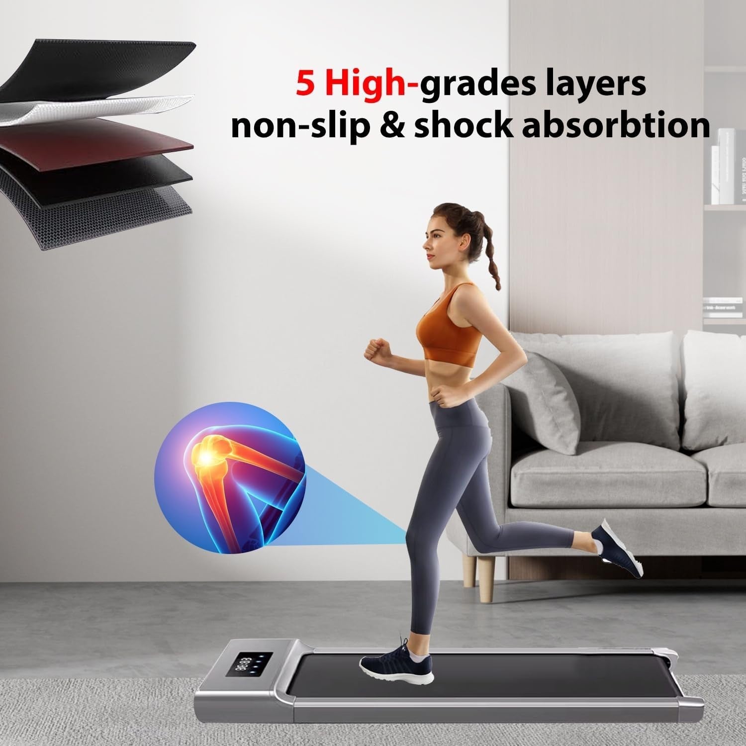 Under Desk Treadmill 1-12km/h Foldable Walking Pad with Bluetooth Speaker
