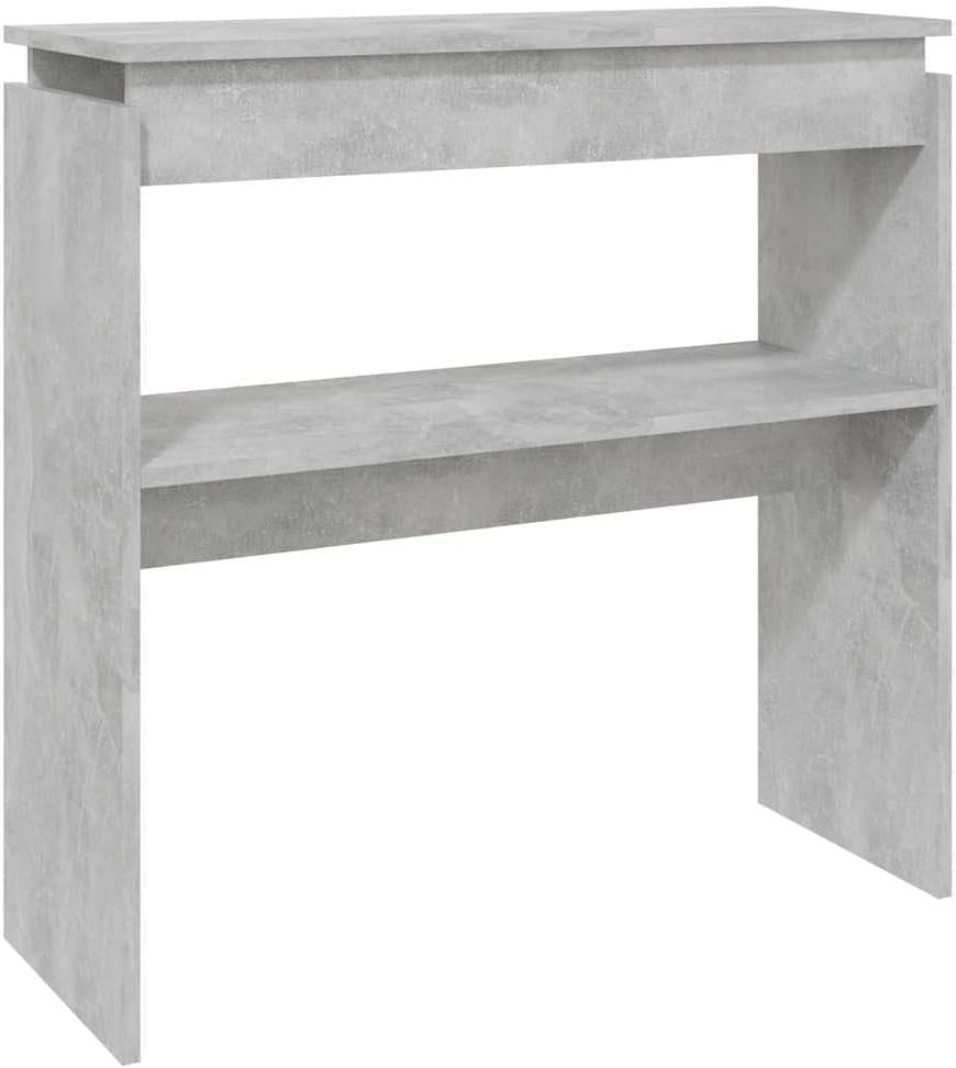 Compact Concrete Grey Console Table with Storage Shelf, 80x30x80cm
