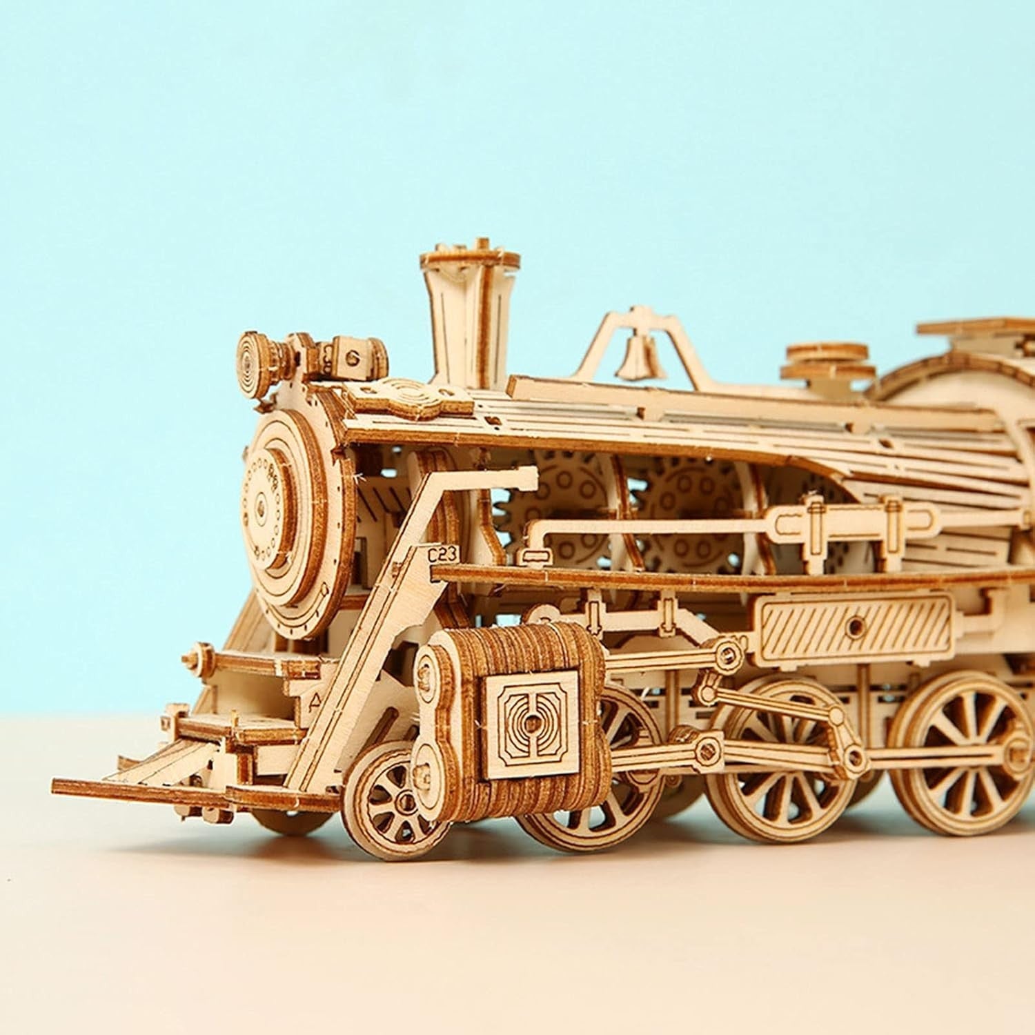 DIY 3D Wooden Train Puzzle Kit with Music & Mechanical Movement