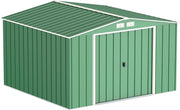 Extra Large Metal Garden Storage Shed 10x10ft Waterproof Outdoor Tool Shed Green