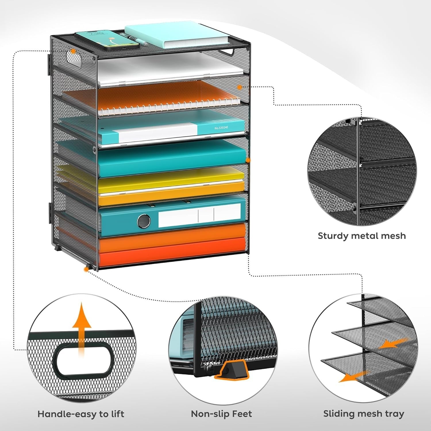 8-Tier Metal Desk Organizer Letter Tray File Holder for Office & Home