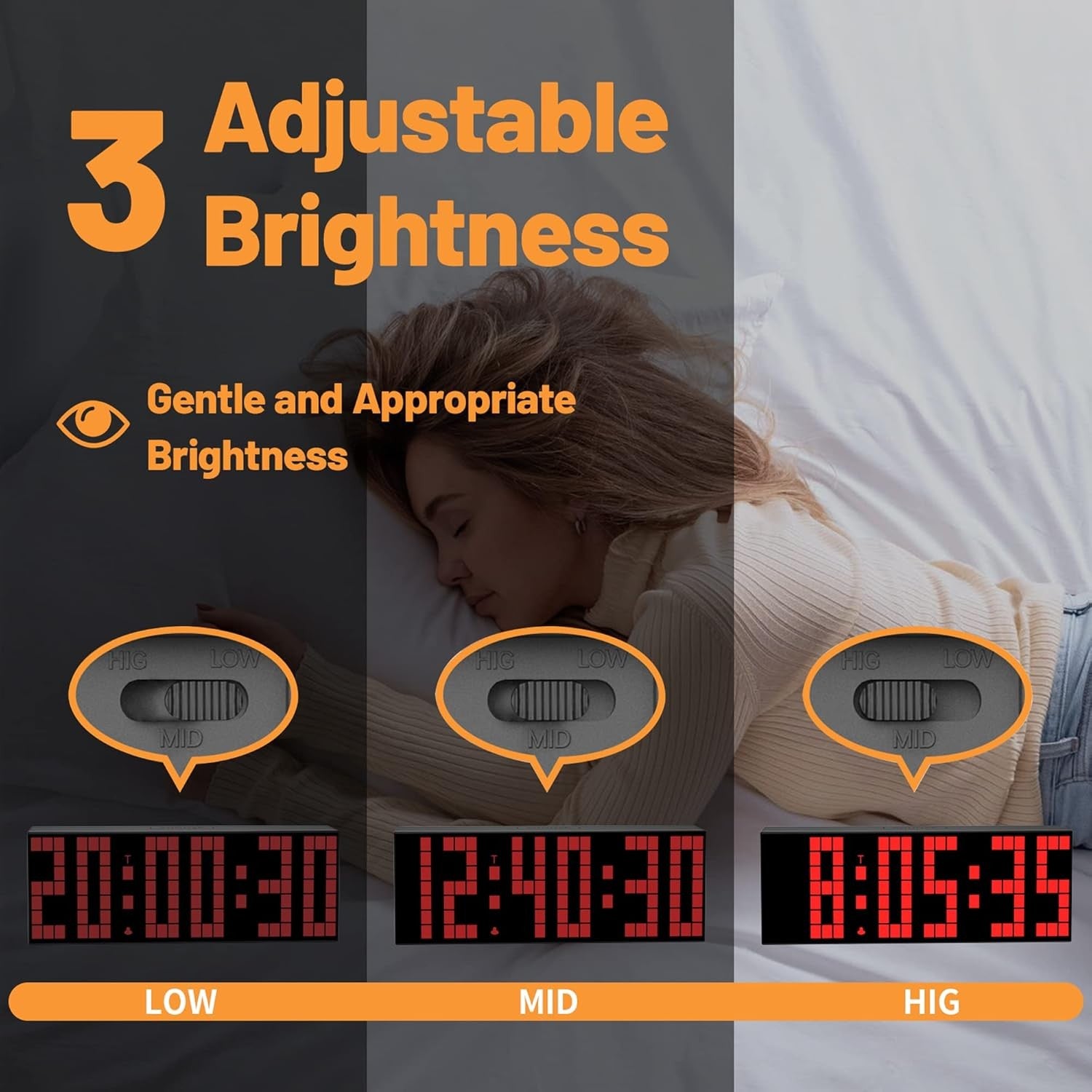 Large Digital Alarm Clock LED Display Remote Control Countdown Timer